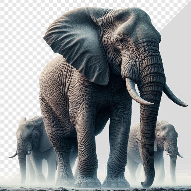 PSD elephant png isoalted on transparent background loxodonta africana ivory