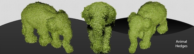 PSD elephant shaped garden hedges clipping path