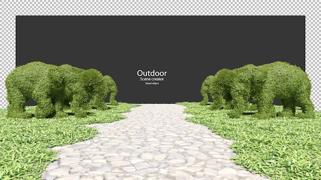 Elephant shaped garden hedges Garden path