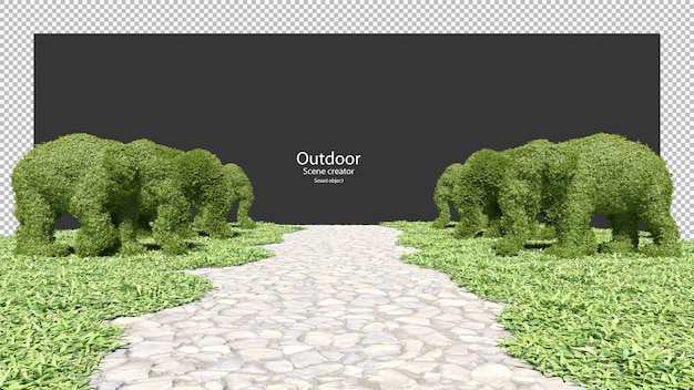 PSD Садовые изгороди в форме слона садовая дорожка