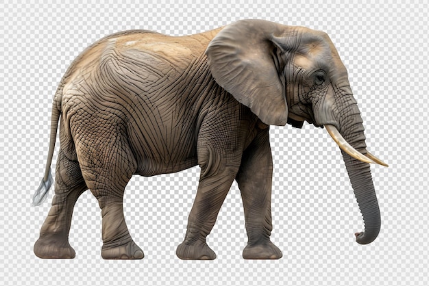 PSD vista laterale dell'elefante isolata su sfondo trasparente generativo ai.