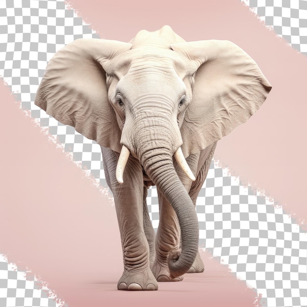 Elephant standing alone on transparent background