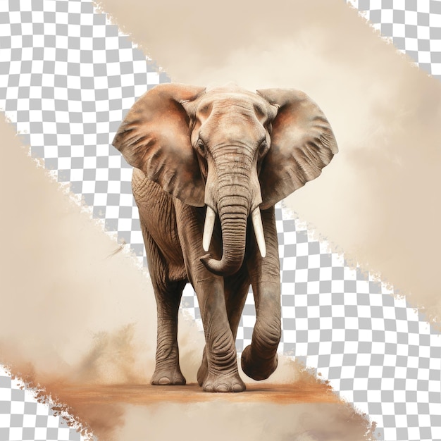 PSD elephant standing alone on transparent background