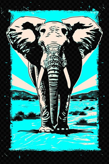 PSD elephant standing tall with a savannah backdrop poster desig psd art design concept poster banner