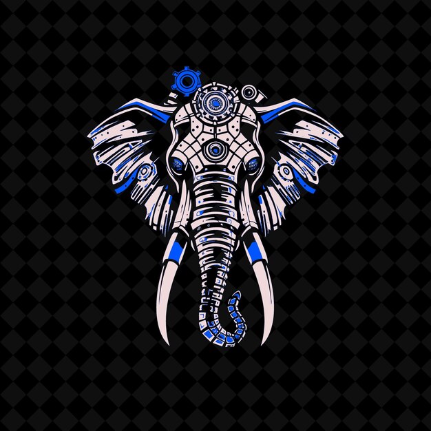 PSD an elephant with a blue ribbon on its head