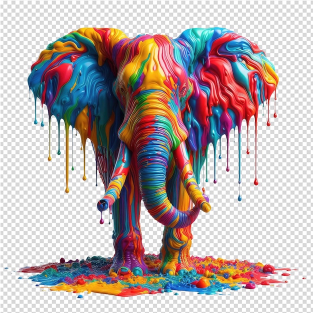 PSD un elefante con una vernice colorata e colorata sulla faccia