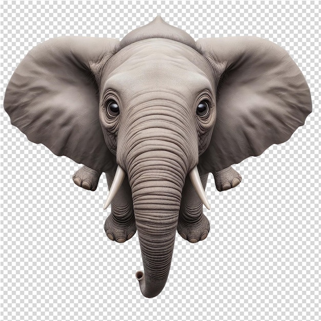 PSD an elephant with a large ears on its head