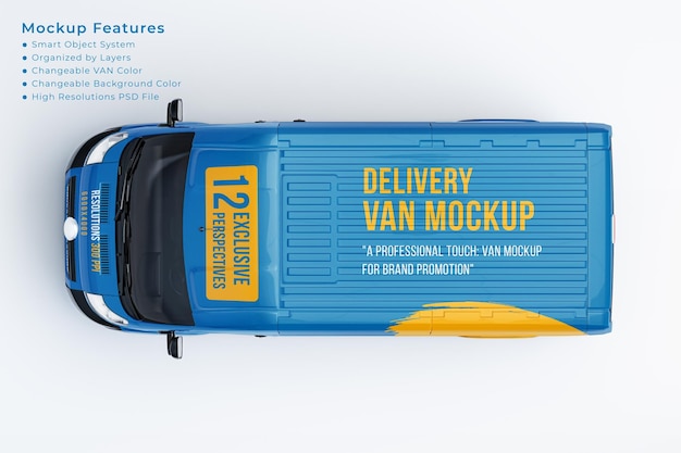 PSD elevate your brand with jumper van mockup top side view