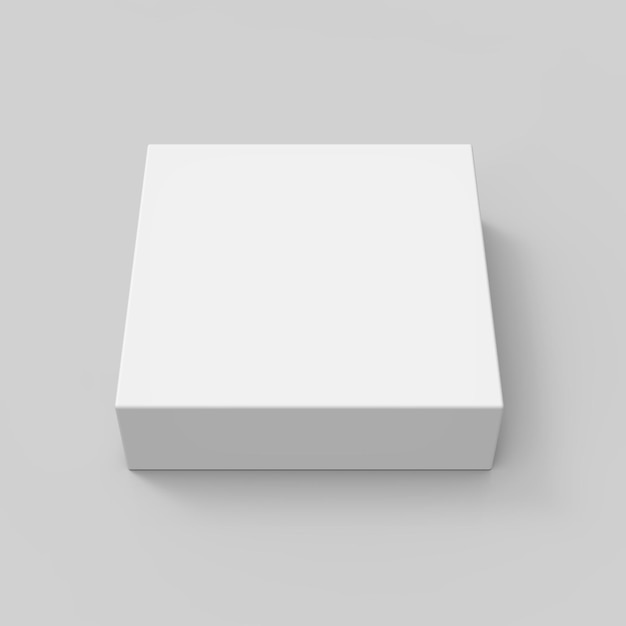 PSD Высокий вид 3d-рендеринг пустая плоская коробка и тень изолированный серый фон
