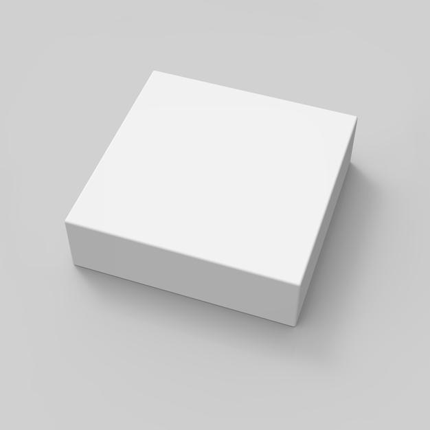 elevated view 3d rendering tilt blank flat box and shadow isolated gray background