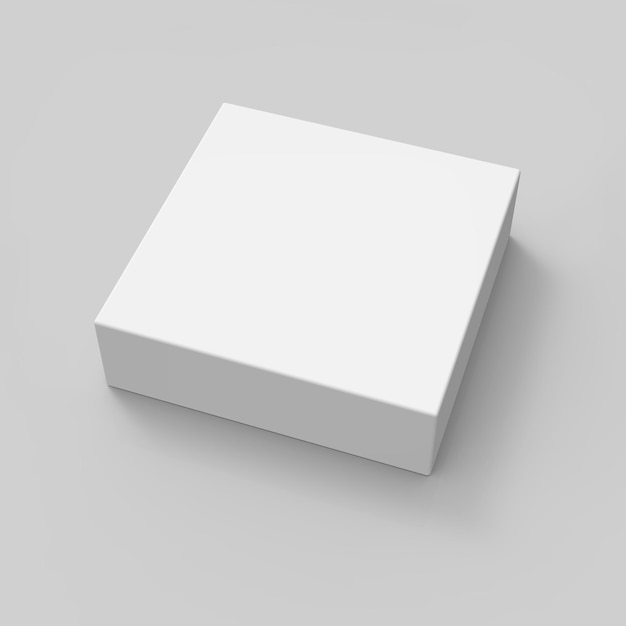 PSD elevated view 3d rendering tilt blank flat box and shadow isolated gray background