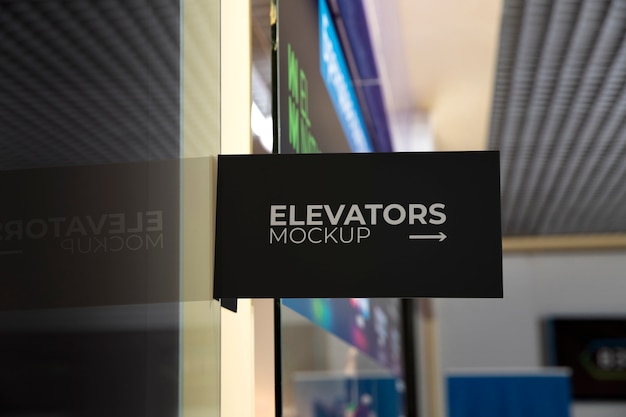 PSD elevators sign with arrow mockup