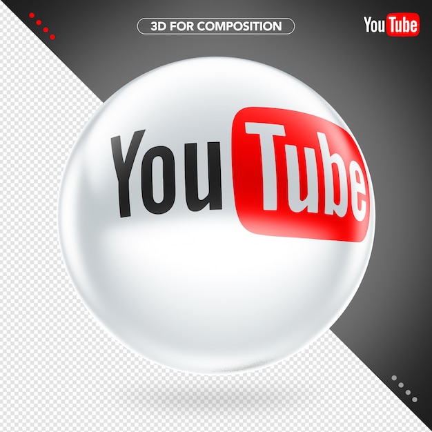 Ellipse 3d white youtube logo for composition