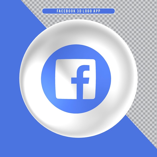 PSD ellipse icon white 3d logo facebook
