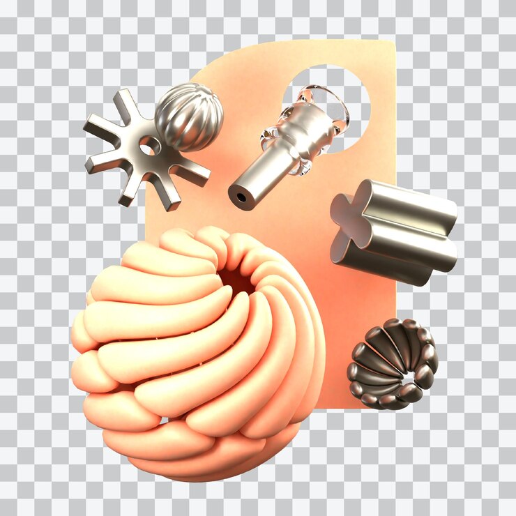 PSD 타원형 꽃 3d 일러스트레이션