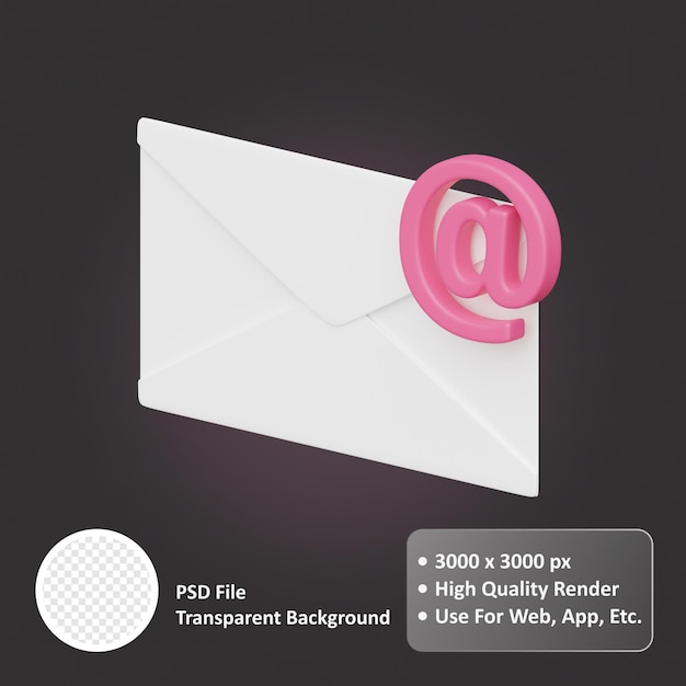 PSD email 3d realistic object design vector icon illustration