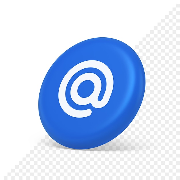 PSD email address digital symbol button internet chatting cyberspace communication 3d side view icon