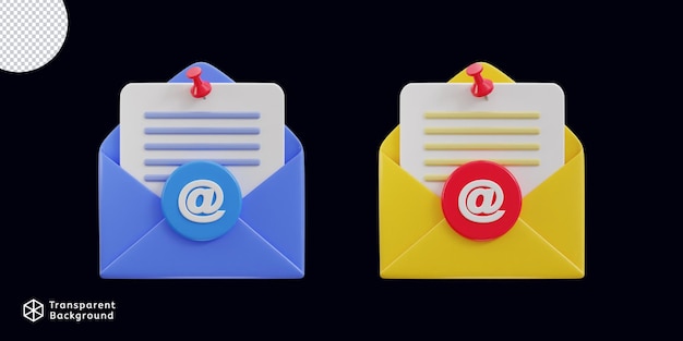 email envelope with pushpin 3d vector icon