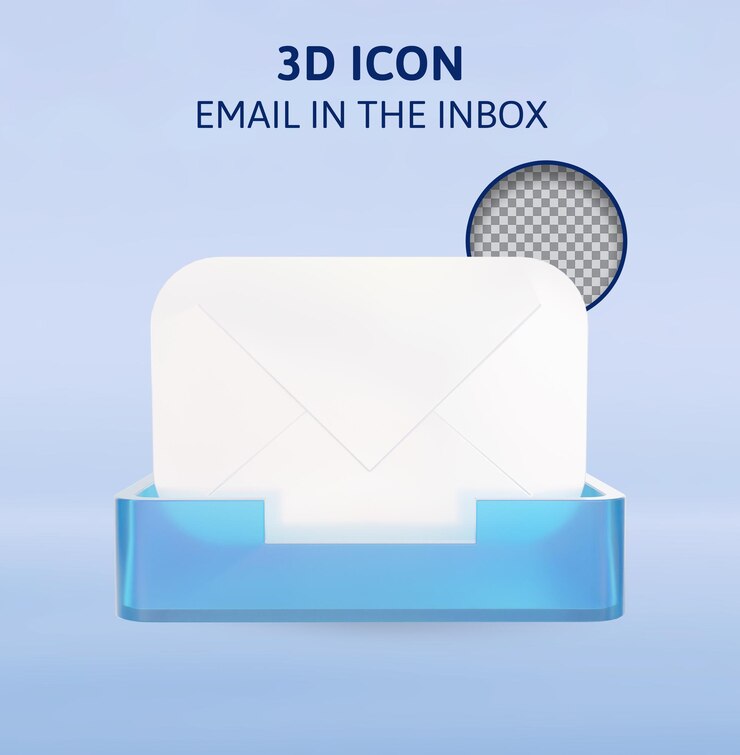 PSD email in the inbox 3d rendering illustration