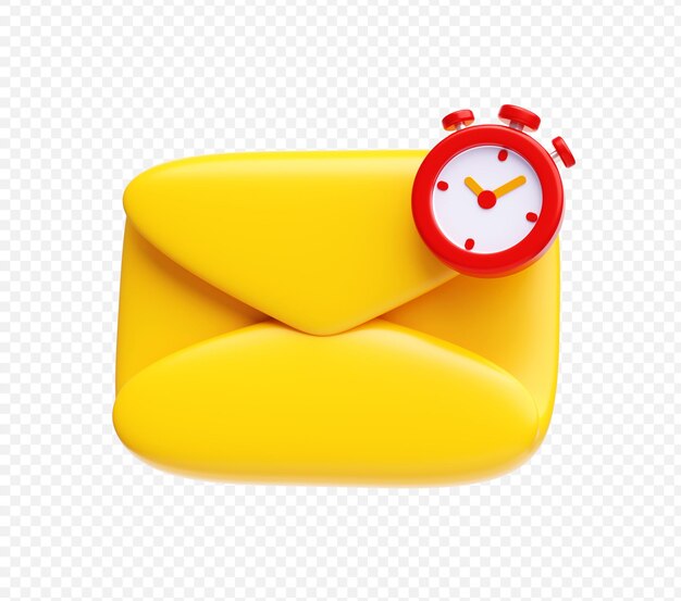 Email Notification with Clock icon 3d illustration