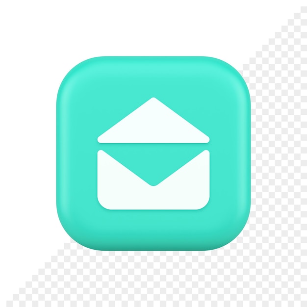 PSD email open envelope letter received incoming message button 3d realistic icon