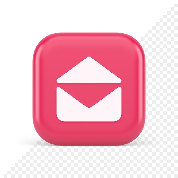 PSD e-mail busta aperta lettera ricevuta messaggio in arrivo pulsante 3d icona realistica