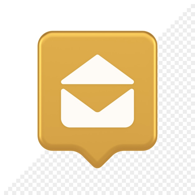 PSD email open envelope letter received incoming message button 3d realistic speech bubble icon
