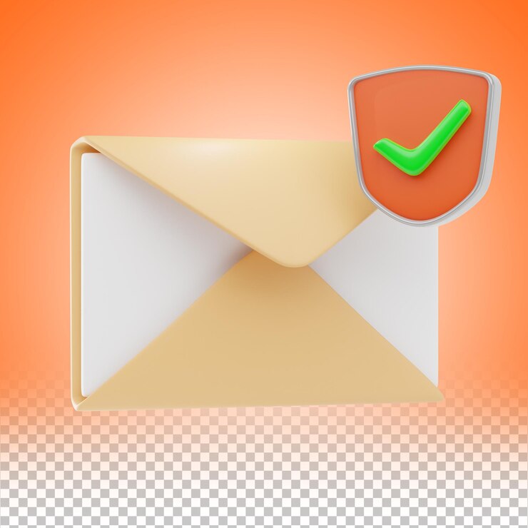 PSD email security check 3d icon and illustration