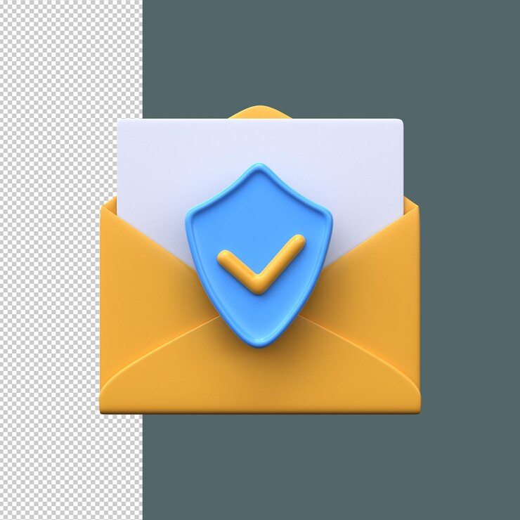 PSD email security yellow envelope with shield icon