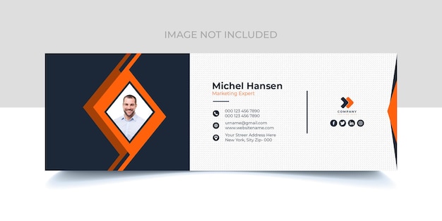 PSD email signature design for corporate company with creative shape psd template