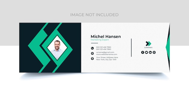 PSD email signature design for corporate company with creative shape psd template