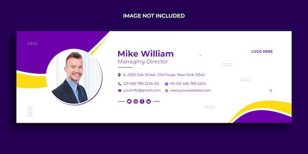 Дизайн подписи электронной почты или нижний колонтитул электронной почты и шаблон обложки для личных социальных сетей