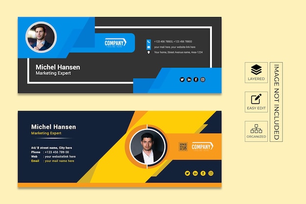 PSD email signature editable template design and social media cover