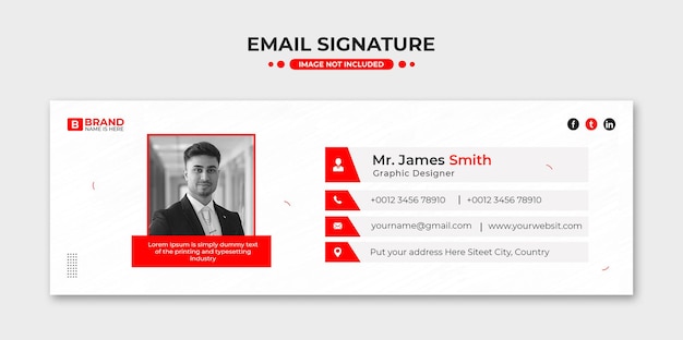 PSD firma e-mail o piè di pagina e-mail e modello di copertina di facebook per social media personali
