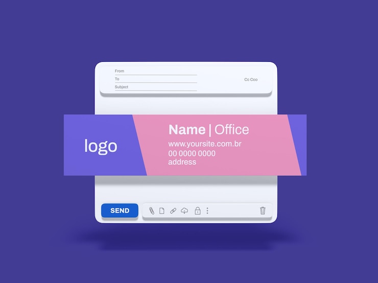 PSD email signature mockup template office brand
