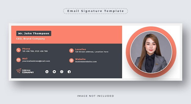 PSD email signature template design or email footer and personal social media cover