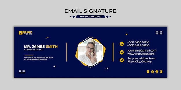 Email signature template design or email footer and personal social media cover