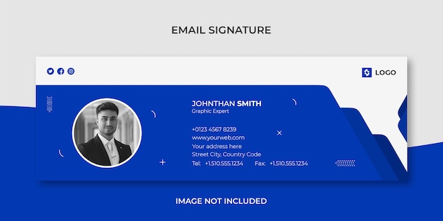 Email signature template design or email footer and personal social media cover