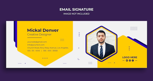 メール署名テンプレートデザインまたはメールフッターと個人のソーシャルメディアカバー