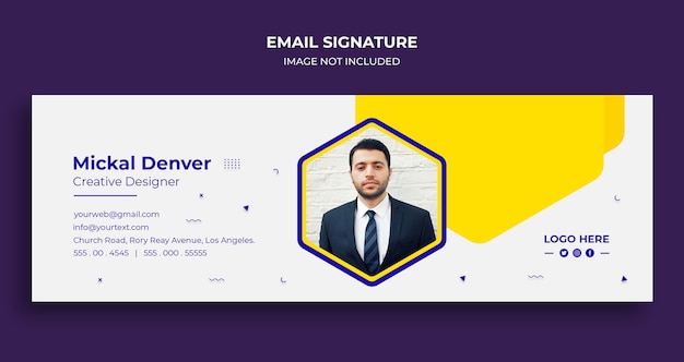 Email signature template design or Email footer and personal social media cover