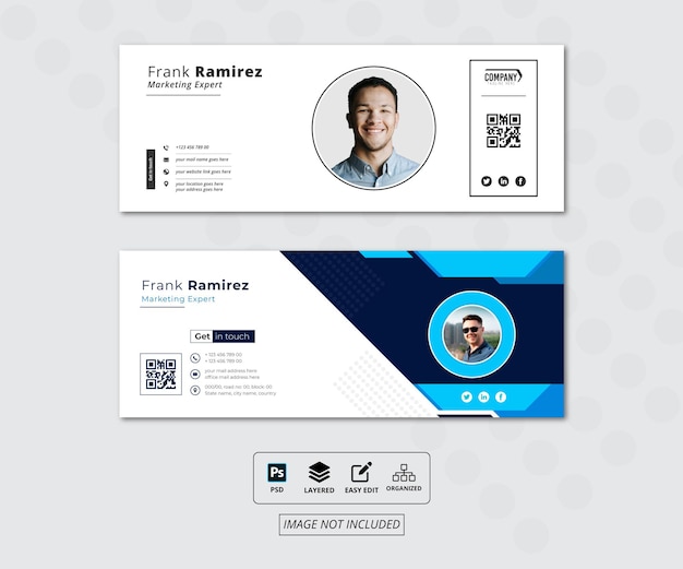 PSD 이메일 서명 템플릿 디자인 또는 페이스북 표지 디자인 또는 개인 신원