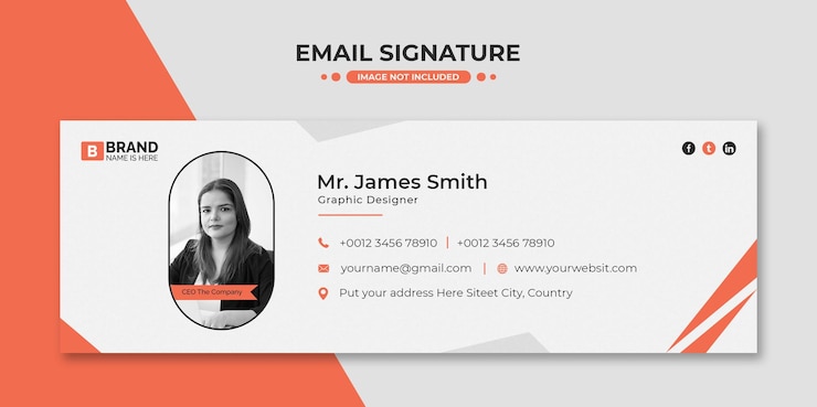 PSD email signature template or email footer and personal social media cover design