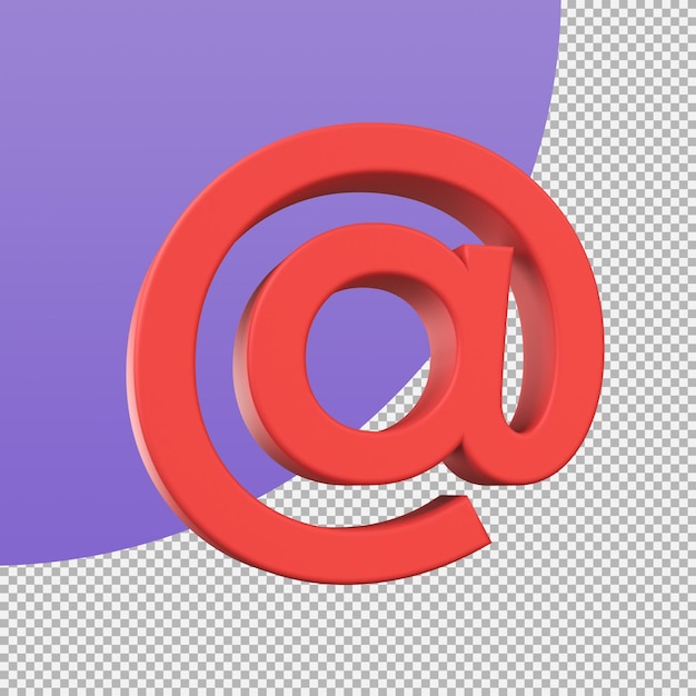 PSD email at symbol minimal email address icon 3d illustration with clipping path