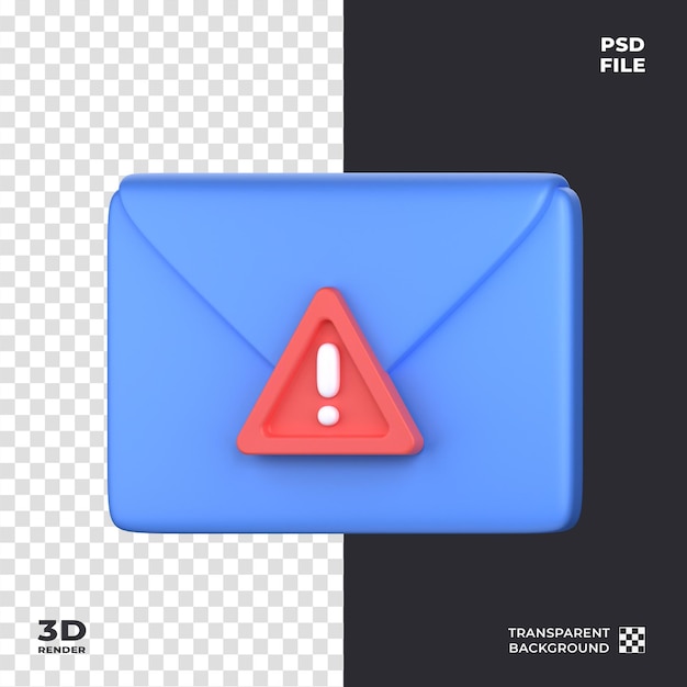 PSD email warning 3d icon perfect for cyber security theme