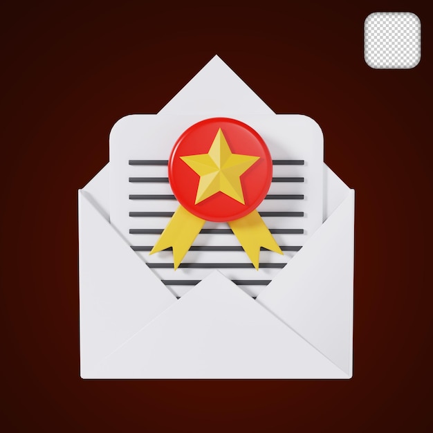 Email with Star 3d illustration