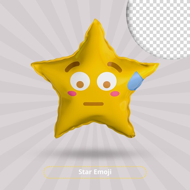 PSD download di rendering 3d di emoji stella imbarazzato