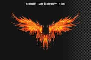 PSD ember wings ignited fire burning wings effect on transparent background