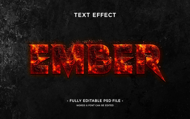 PSD embers and fire burning text effect