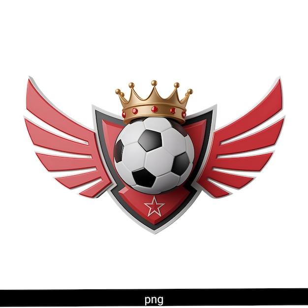 Emblemat piłki nożnej z koroną i skrzydłami