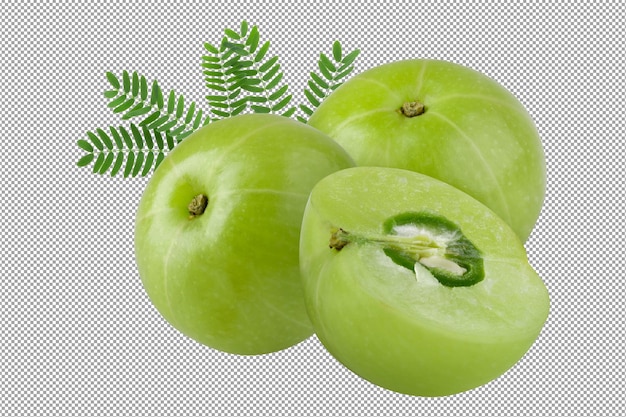 PSD emblic or indian gooseberry isolated on a transparent background